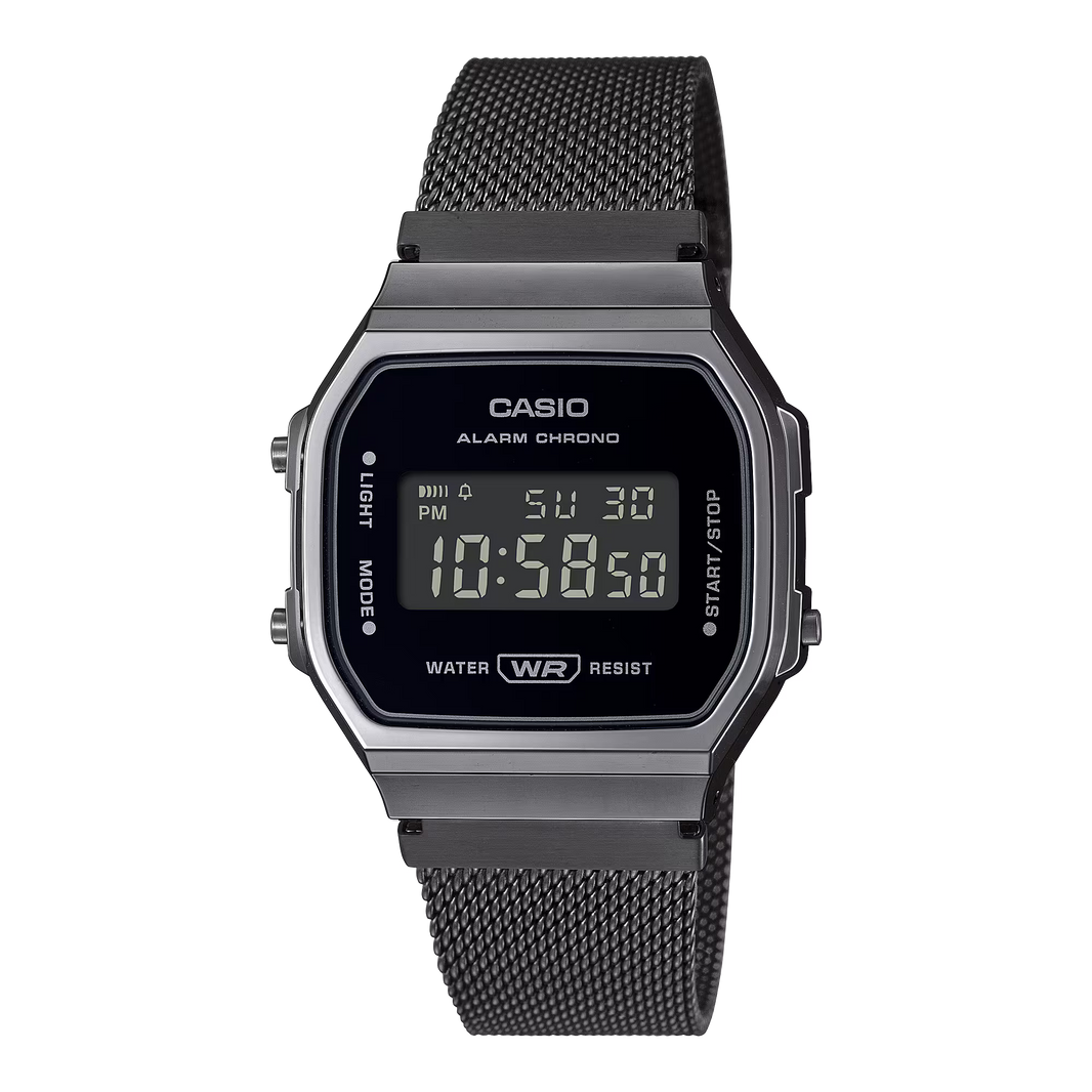 CASIO Iconique Go Rétro Boîtier Gunmetal et Noir | A168WEMB-1B 