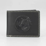 Men’s Cow Leather Wolf Embossed Bifold Wallet 
