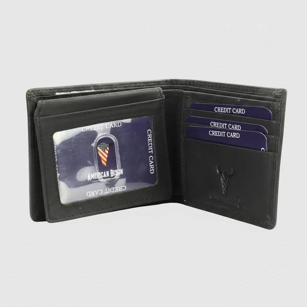 Men’s Cow Leather Wolf Embossed Bifold Wallet 