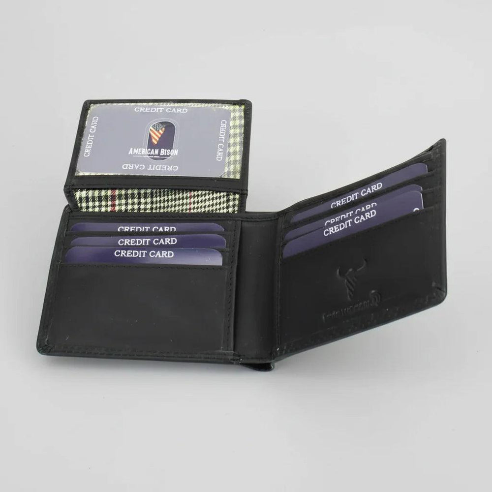 Men’s Cow Leather Wolf Embossed Bifold Wallet 