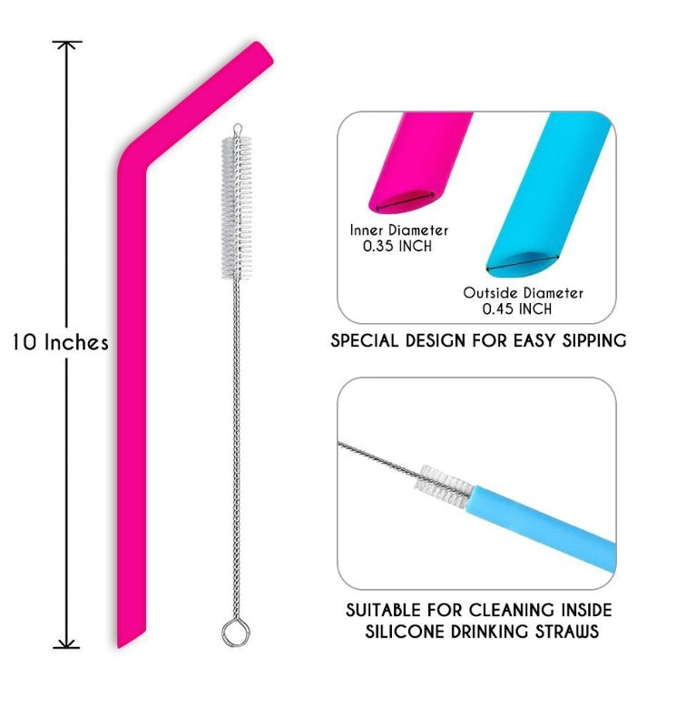 AWESOME REUSABLE RAINBOW SILICONE STRAWS (PACK OF 6 + CLEANING BRUSH) EX-STOCK Canada 