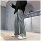 American Letter Embroidered Jeans High Street Fashion Brand Hip Hop Straight-leg Pants - EX-STOCK Canada