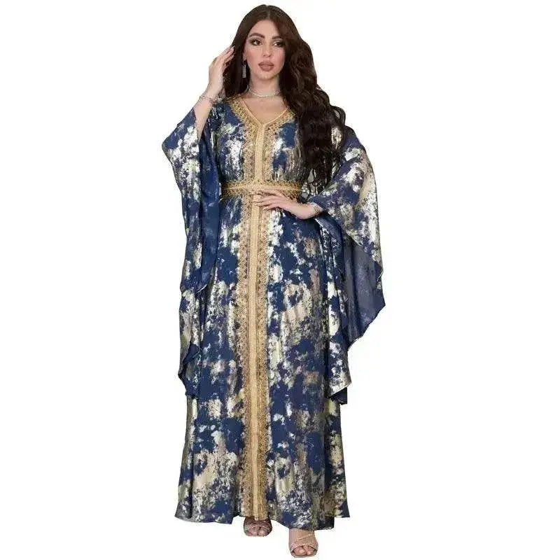 Arab Chiffon Bronzing Robe Containing Belt Dress - EX-STOCK Canada