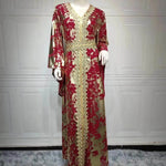 Arab Chiffon Bronzing Robe Containing Belt Dress - EX-STOCK Canada