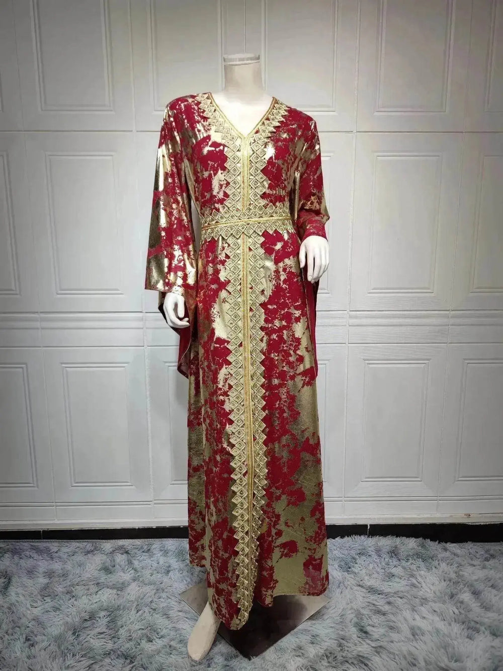 Arab Chiffon Bronzing Robe Containing Belt Dress - EX-STOCK Canada