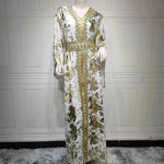 Arab Chiffon Bronzing Robe Containing Belt Dress - EX-STOCK Canada