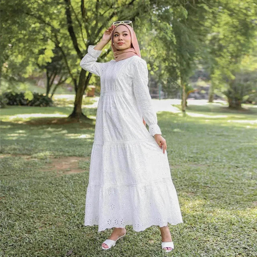 lace dress malaysia 2025 Raya Eid Malaysia Women Dress Embroidery Lace Baju Kebaya Baju Kurung Modern Islamic Clothing Women Muslim Dress
