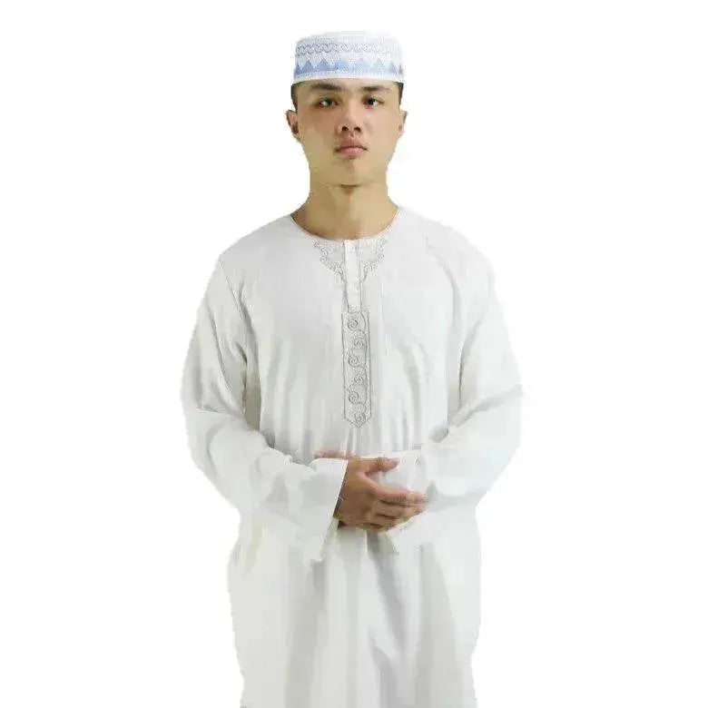 Arab Men's New Cotton Hemp Embroidery Liturgy Embroidered Hui Men's Suit Two Piece Wholesale - EX-STOCK Canada