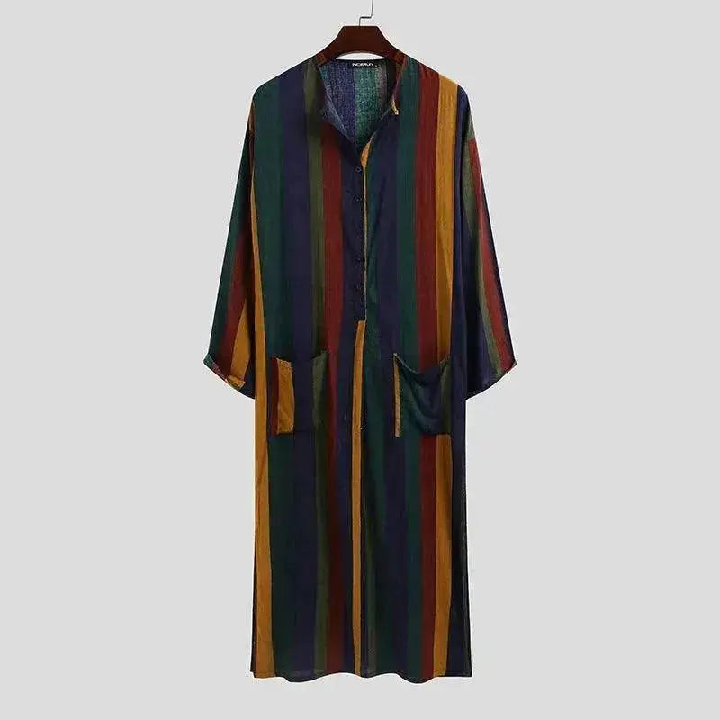 Arab Striped Printed Arab Men's Robe - EX-STOCK Canada
