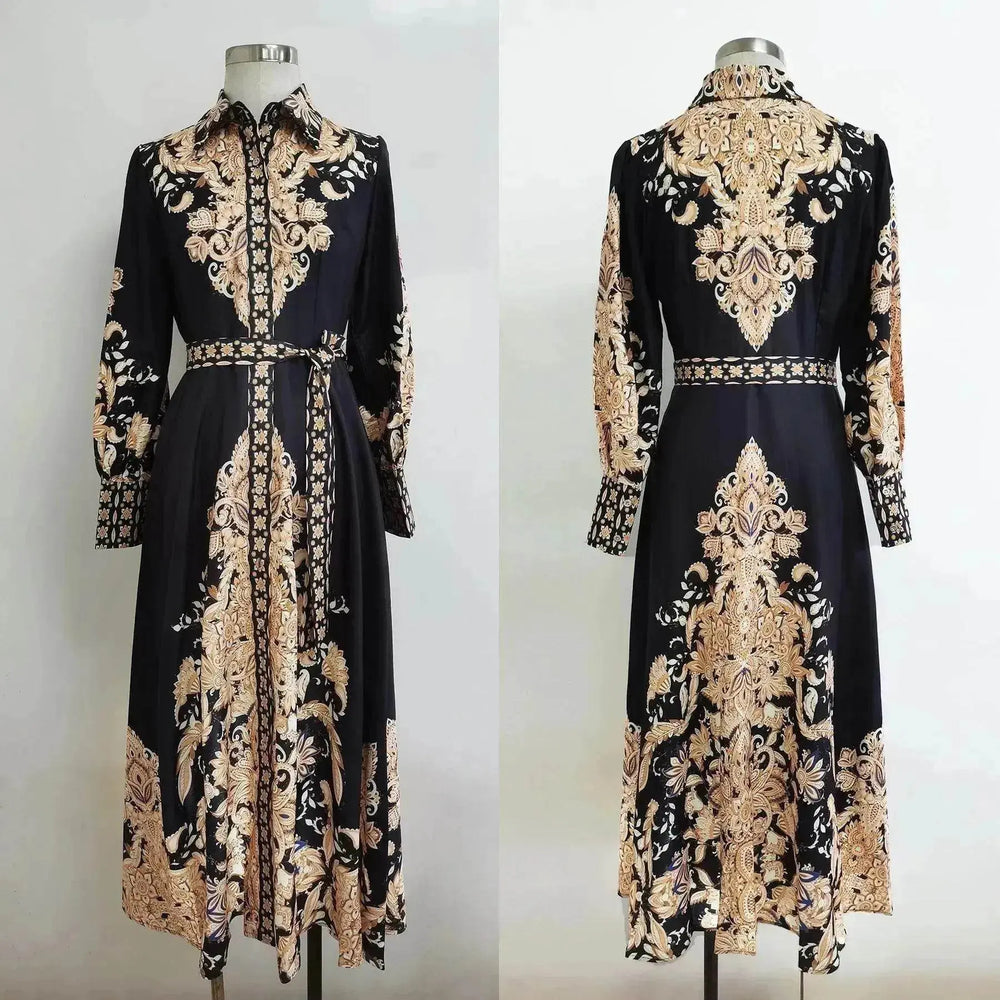 Arab Women's Wear Arabic Print Swing Dress - EX-STOCK Canada