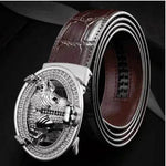 Automatic Buckle Leather With Diamond-studded Pattern Bull Head Belt - EX-STOCK Canada