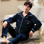 Autumn And Winter Flannel Men's Pajamas Men's Lapel Cardigan  EX-STOCK CANADA