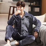 Autumn And Winter Flannel Men's Pajamas Men's Lapel Cardigan  EX-STOCK CANADA