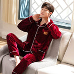 Autumn And Winter Flannel Men's Pajamas Men's Lapel Cardigan  EX-STOCK CANADA