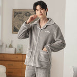Autumn And Winter Flannel Men's Pajamas Men's Lapel Cardigan  EX-STOCK CANADA