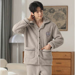 Autumn And Winter Flannel Men's Pajamas Men's Lapel Cardigan  EX-STOCK CANADA