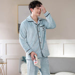 Autumn And Winter Flannel Men's Pajamas Men's Lapel Cardigan  EX-STOCK CANADA