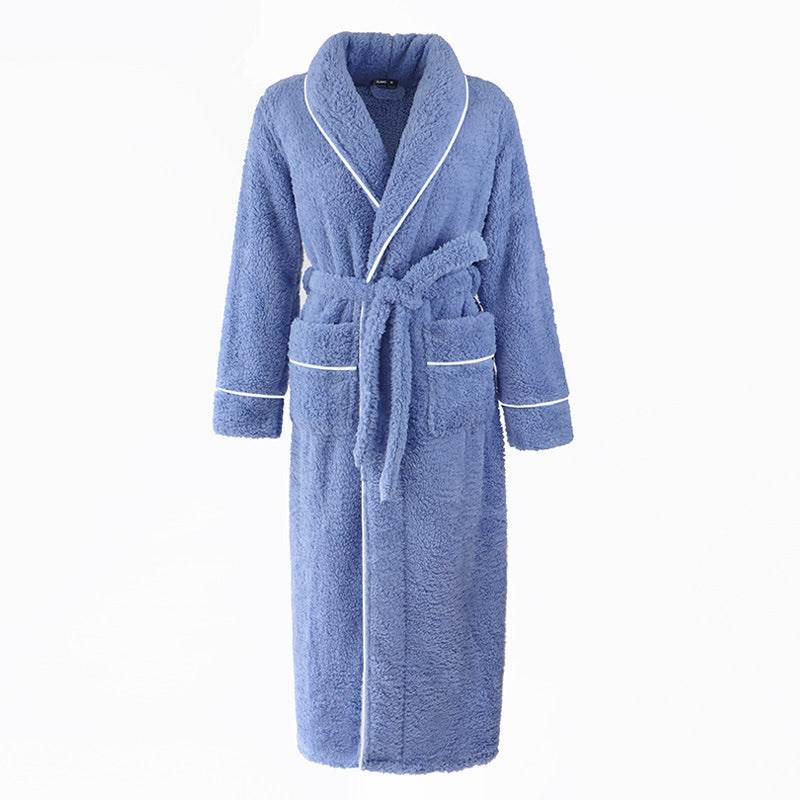 Autumn And Winter Thickened Cotton Velvet Nightgown Men's Winter Plus-sized Plus Size Light Luxury Couple Bathrobe Women's Extended Pajamas  EX-STOCK CANADA