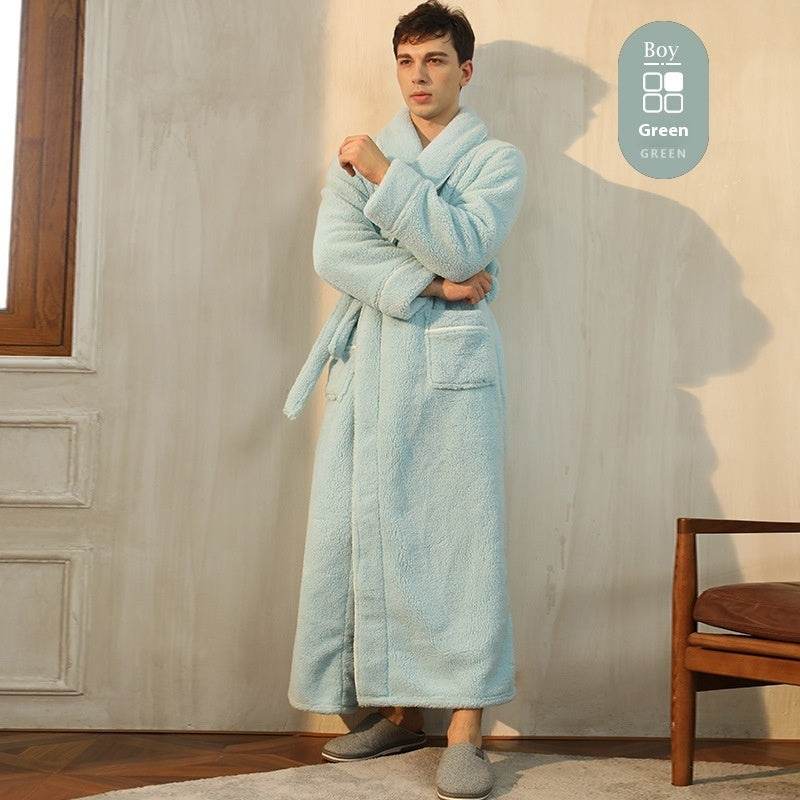Autumn And Winter Thickened Cotton Velvet Nightgown Men's Winter Plus-sized Plus Size Light Luxury Couple Bathrobe Women's Extended Pajamas  EX-STOCK CANADA