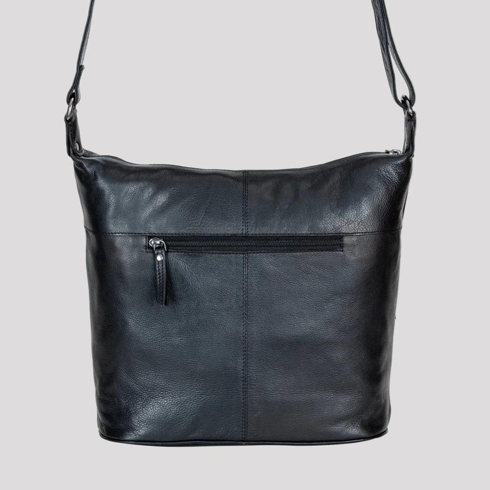 Greenwood Leather Shoulder Bag with 2 Zip Pockets 