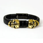 Pulsera para hombre BOL con calavera y cuero trenzadoEX-STOCK Canada 