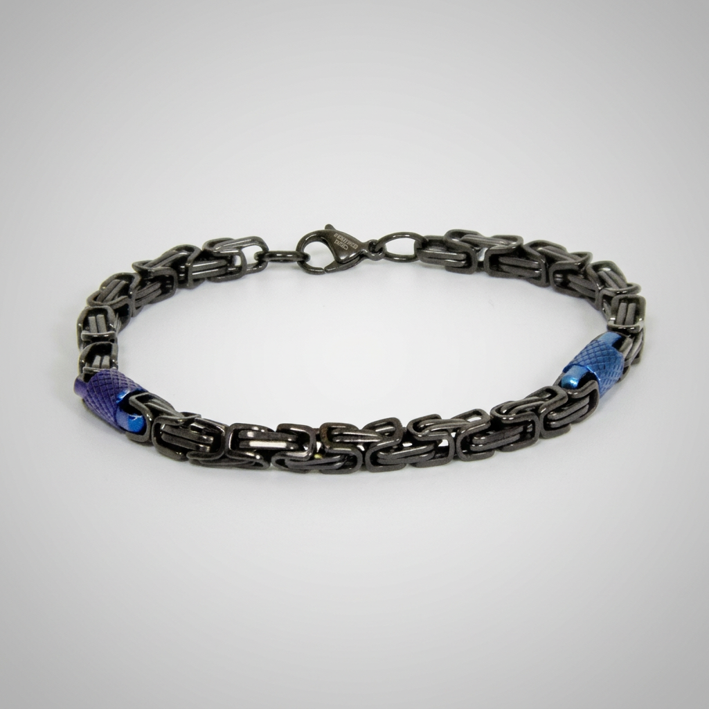 Men's Two-Tone Byzantine Chain Link Bracelet | Stainless Steel 