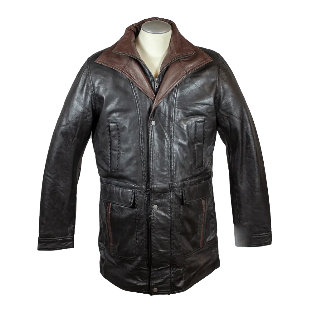 Manteau long à double col bicolore pour homme BOL | Veste en cuirEX-STOCK Canada 