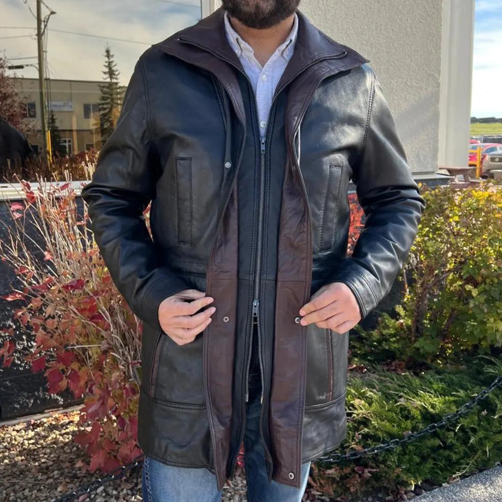 Manteau long à double col bicolore pour homme BOL | Veste en cuirEX-STOCK Canada 