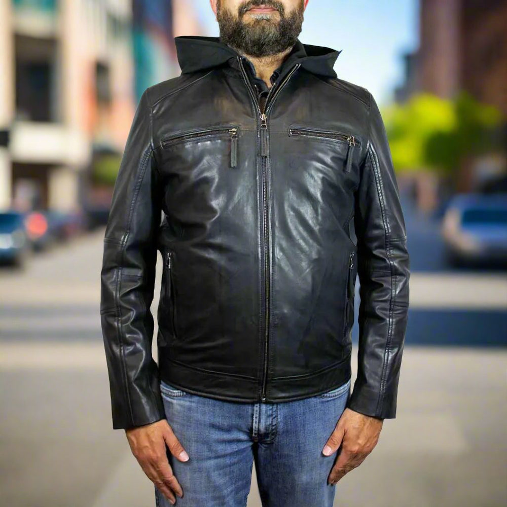 Chaqueta de cuero con capucha Eduardo para hombre de BOLEX-STOCK Canada 