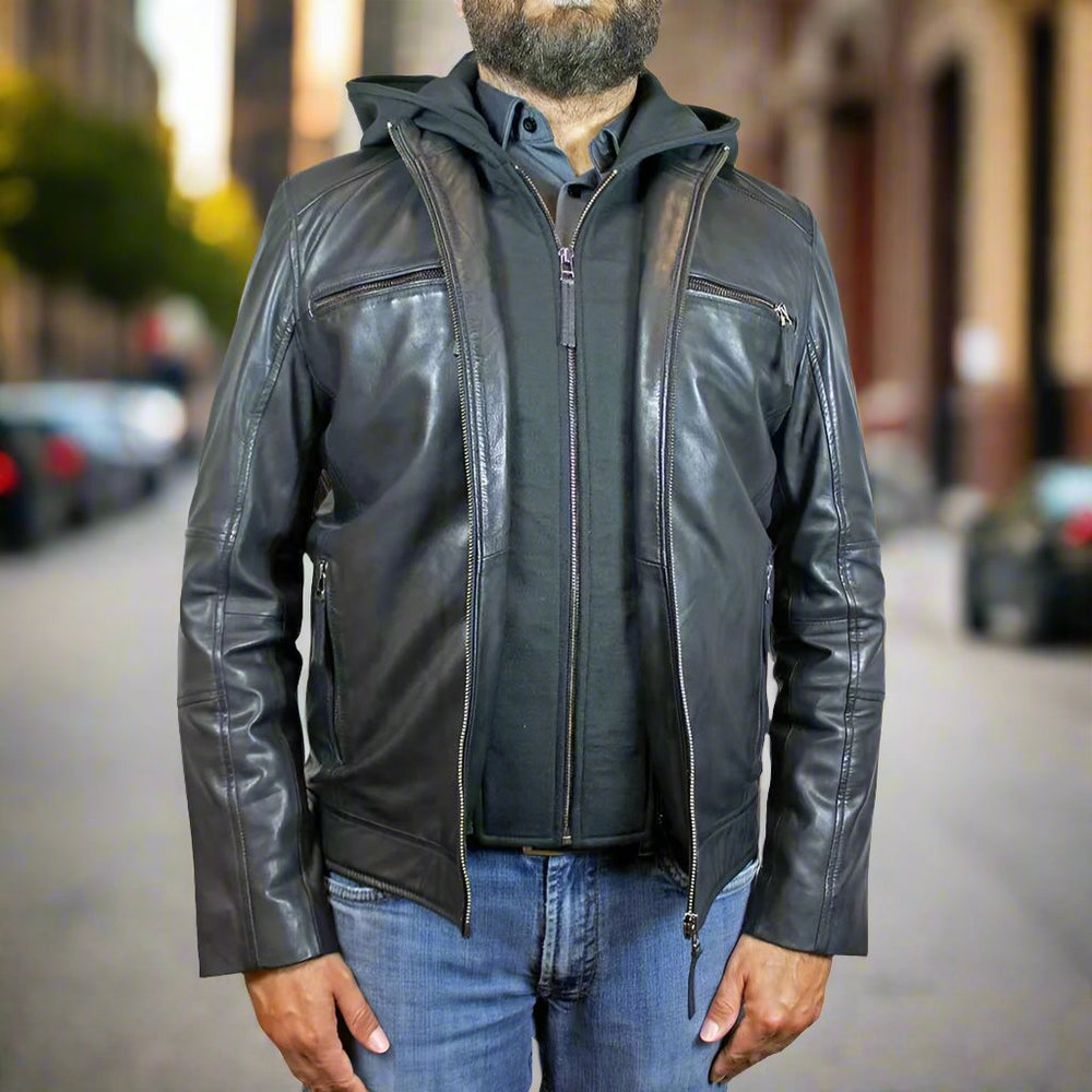 Chaqueta de cuero con capucha Eduardo para hombre de BOLEX-STOCK Canada 