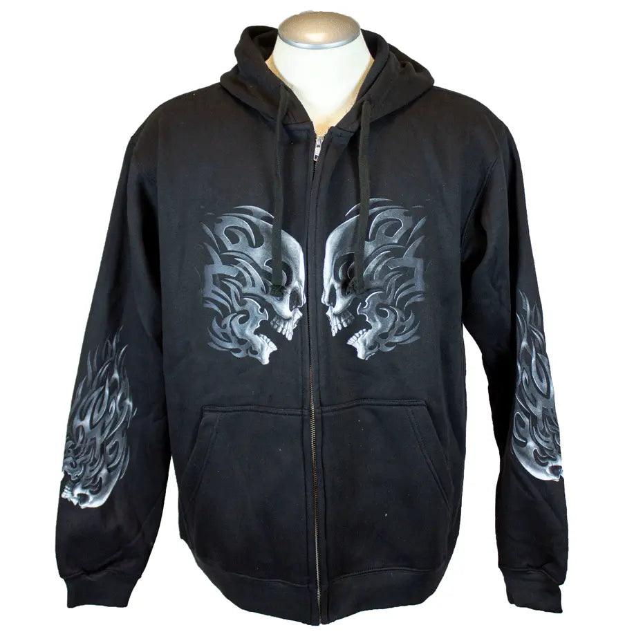 BOL Men's Head Butt Skulls Zipper Hoodie 