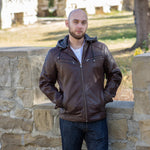 BOL Men's Hooded Snap Collar Leather Jacket EX-STOCK Canada 