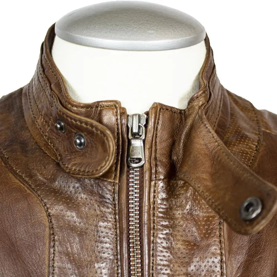 Chaqueta de cuero tipo racer para hombre BOL con cuello a presiónEX-STOCK Canada 