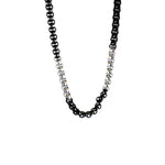 Collar de cadena de acero inoxidable plateado y negro BOL para hombresEX-STOCK Canada 