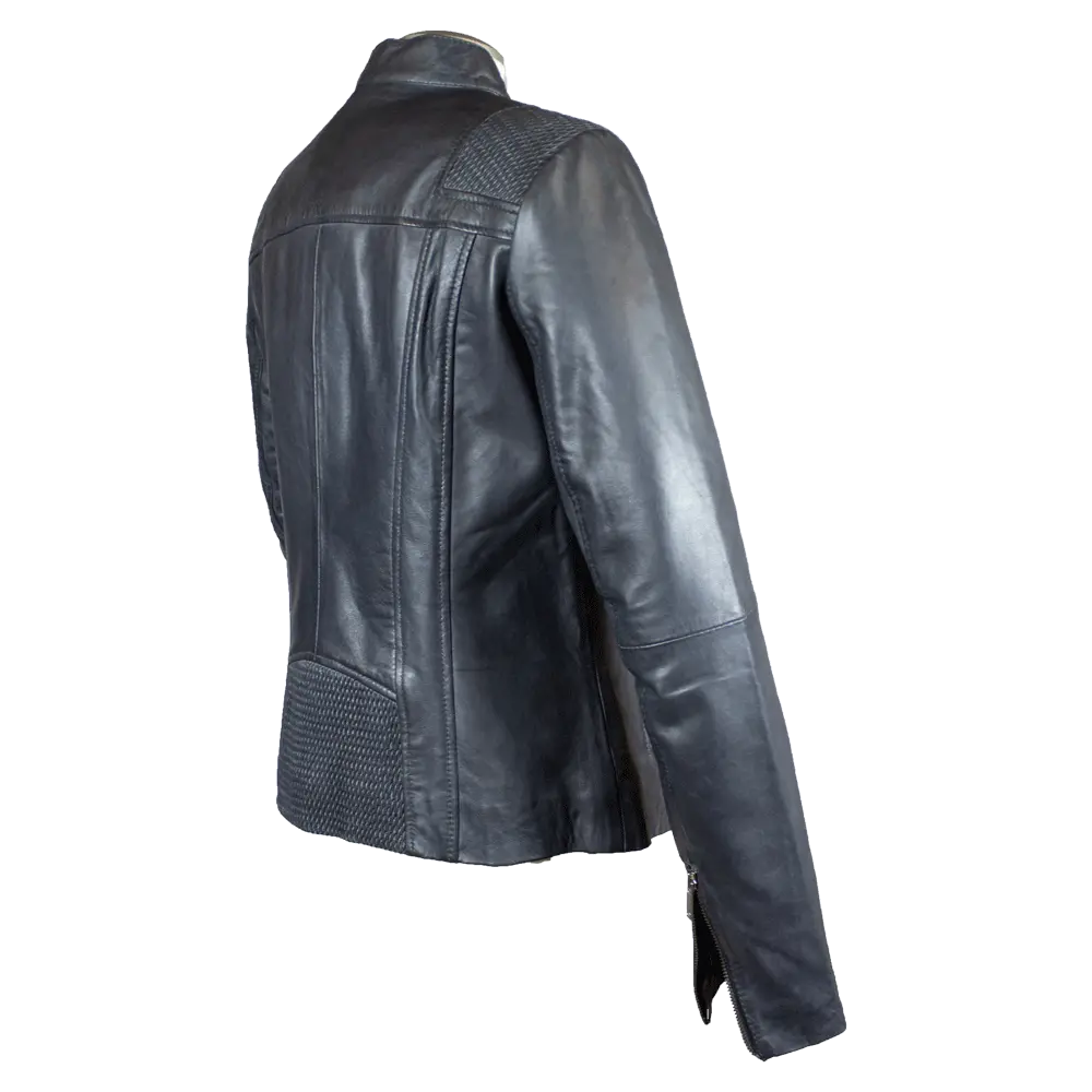 Chaqueta de cuero con acento de tejido de cesta para mujer BOLEX-STOCK Canada 