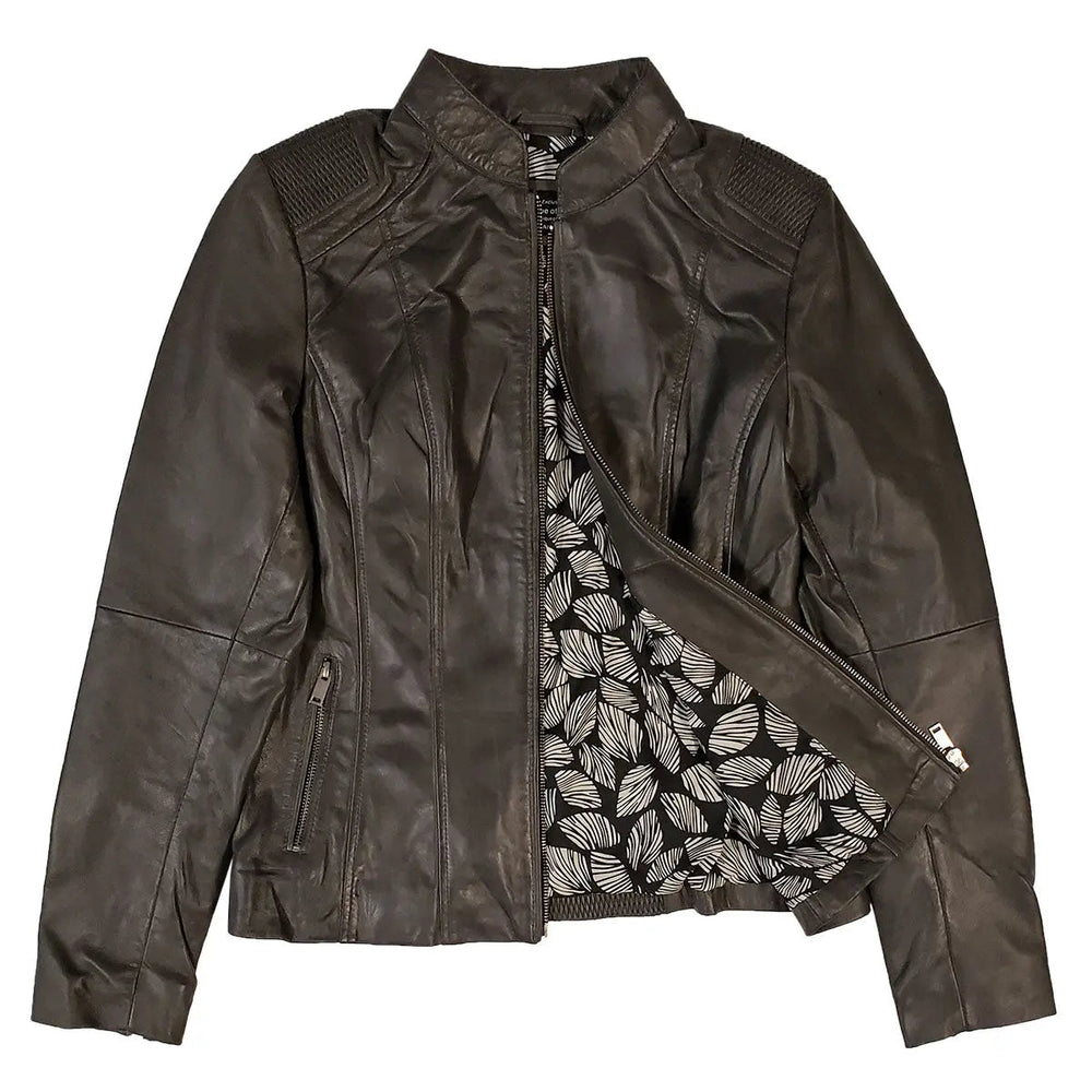 Chaqueta de cuero con acento de tejido de cesta para mujer BOLEX-STOCK Canada 