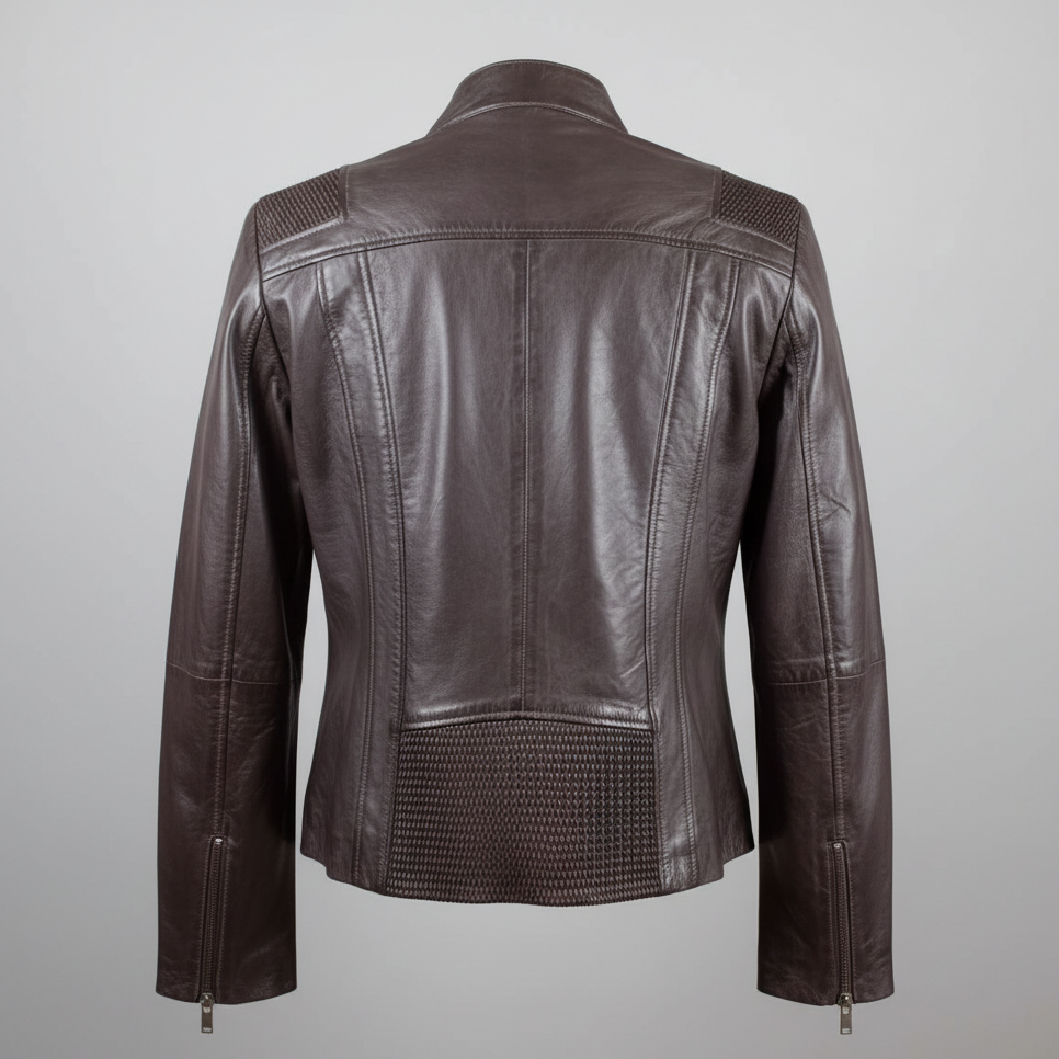 BOL Women's Basket Weave Accent Leather Jacket 