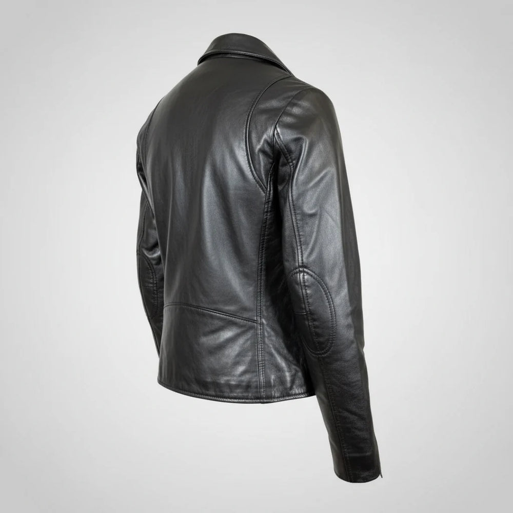 Women's Premium Lamb Leather Moto Jacket with Asymmetrical Zippers 