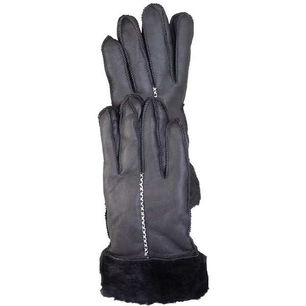 Gants en peau de mouton mérinos cousus main pour femmes BOL, noirs