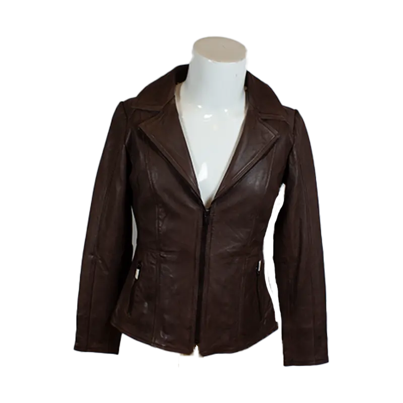 Chaqueta de cuero clásica de mujer con cuello abierto BOLEX-STOCK Canada 