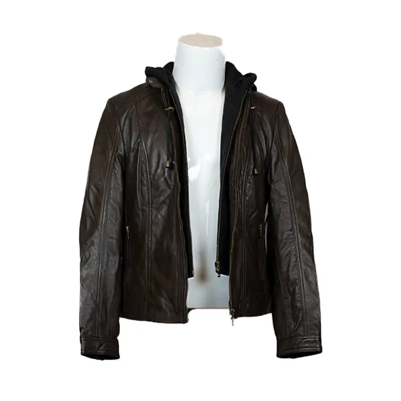 Chaqueta de cuero con capucha desmontable para mujer BOLEX-STOCK Canada 