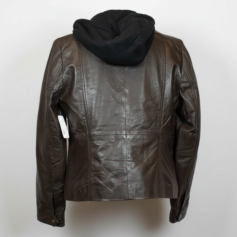 BOL Women's Detachable Hooded Leather Jacket 
