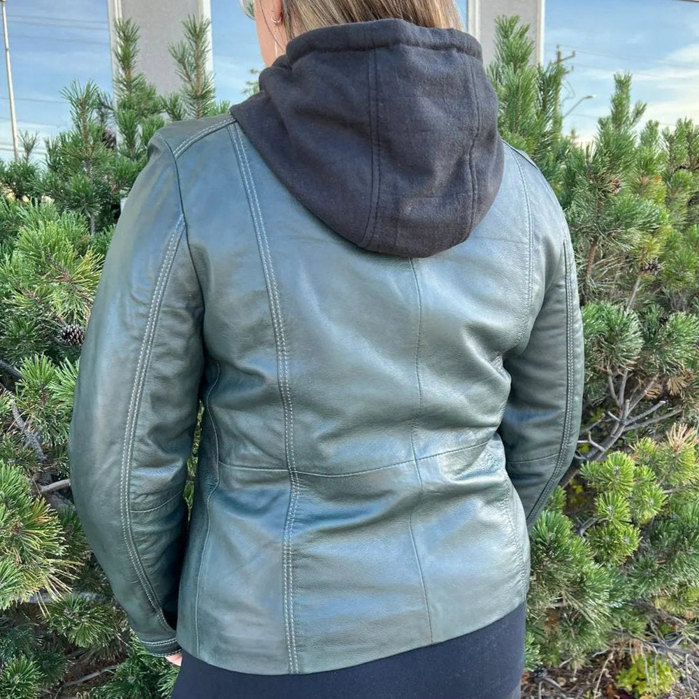 Chaqueta de cuero con capucha desmontable para mujer BOLEX-STOCK Canada 
