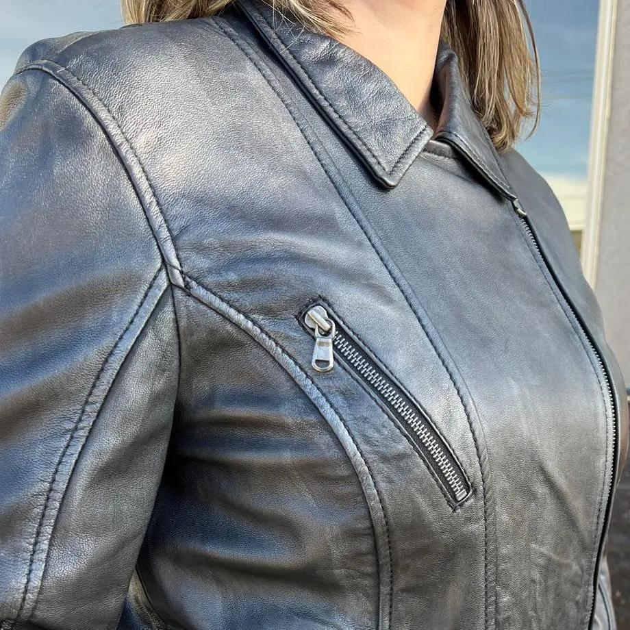 BOL Women's Lamb Leather Biker Style Jacket 