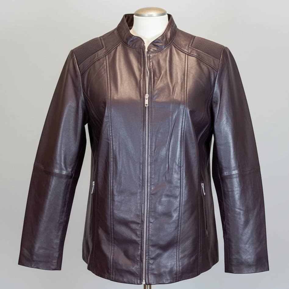 BOL Women's Paulina Ribbed Shoulder Leather Jacket 