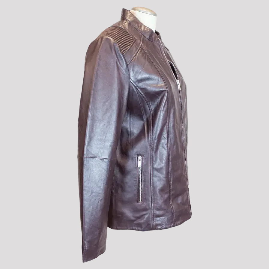 BOL Women's Paulina Ribbed Shoulder Leather Jacket 