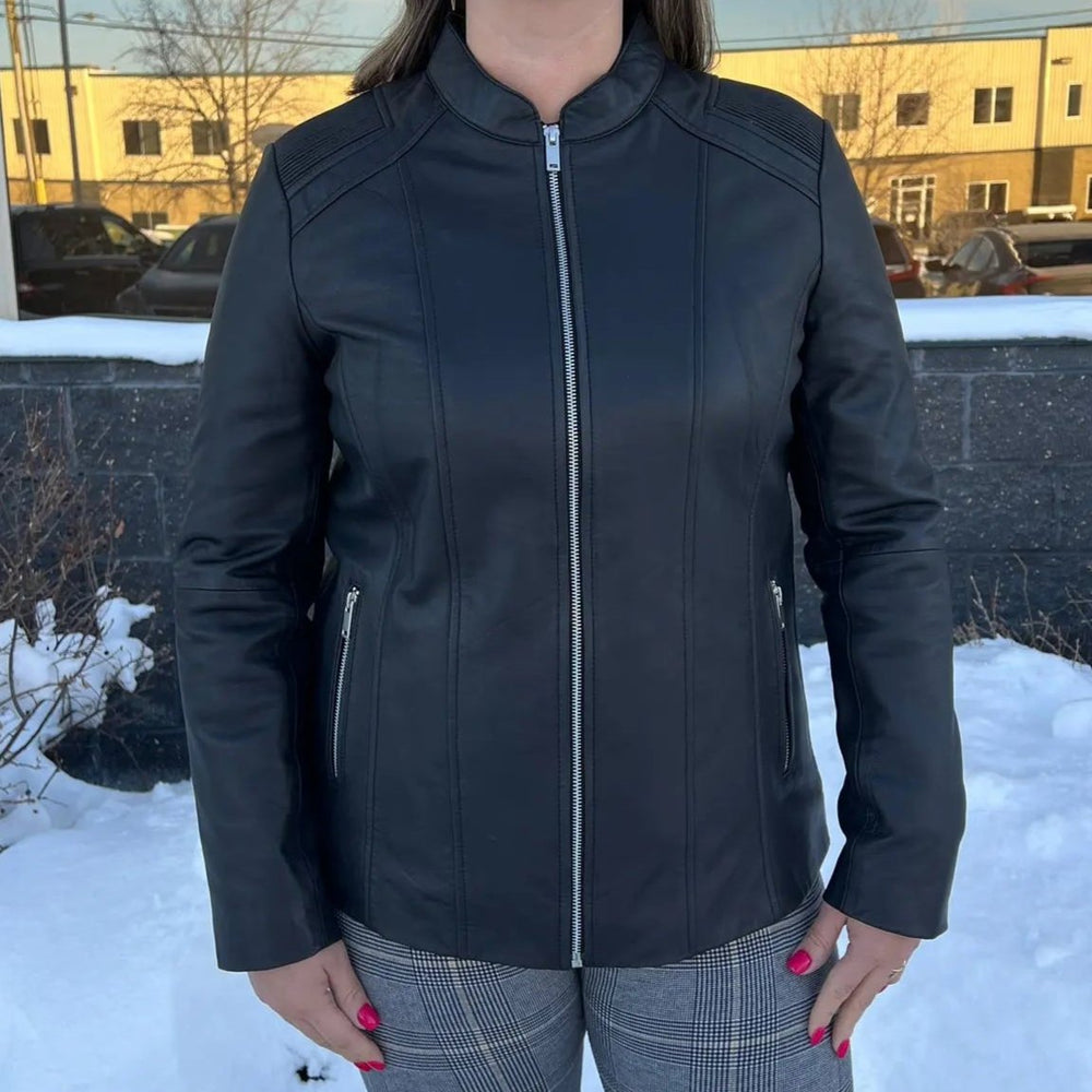 Chaqueta de cuero con hombros acanalados para mujer Paulina de BOLEX-STOCK Canada 