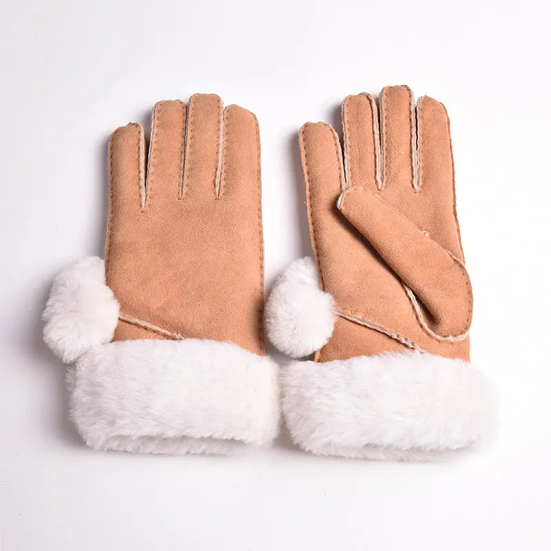 Guantes de piel de oveja Merino para mujer BOL con pompón cosidos a manoEX-STOCK Canada 