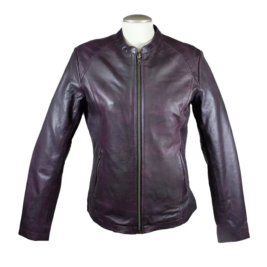 BOL Women's Purple Wash Moto Leather Jacket EX-STOCK Canada 