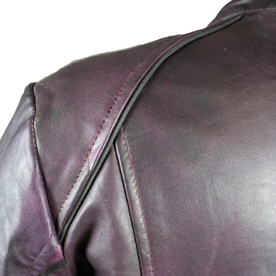 BOL Women's Purple Wash Moto Leather Jacket EX-STOCK Canada 